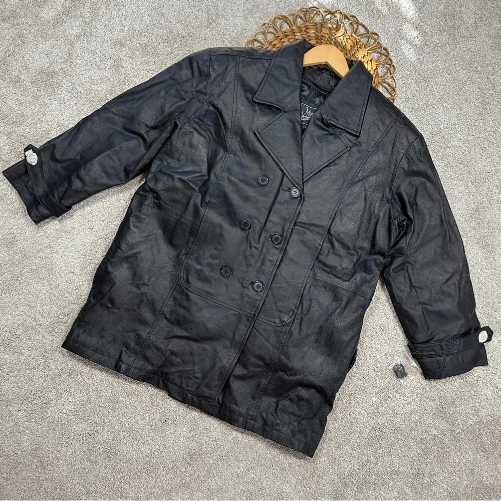NWOT Midnight Velvet 100% Leather Coat Jacket 3/4 Sleeve with Removable Liner 2X